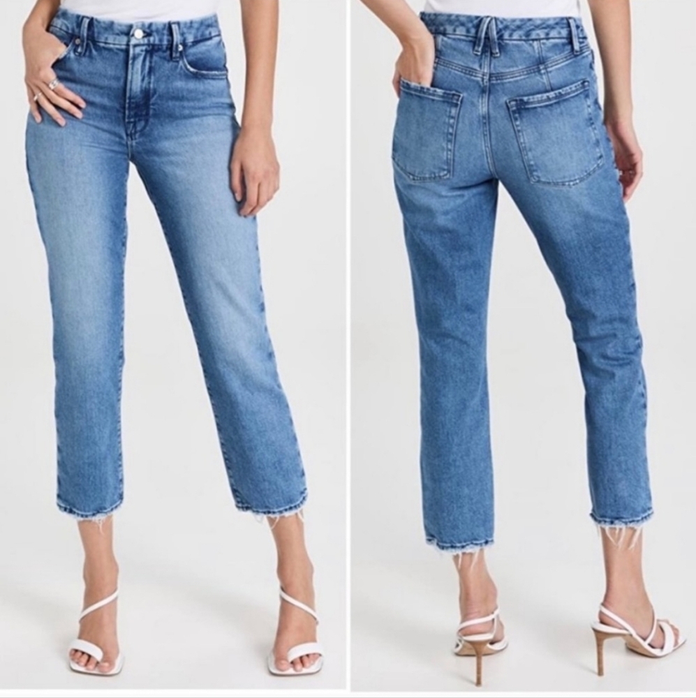 Good American Good Icon High Waist Crop Straight Leg Jean Sz 6/28